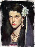 Original Hand-Painted Acrylic Portrait — "Woman with White Flower" (SOLD)