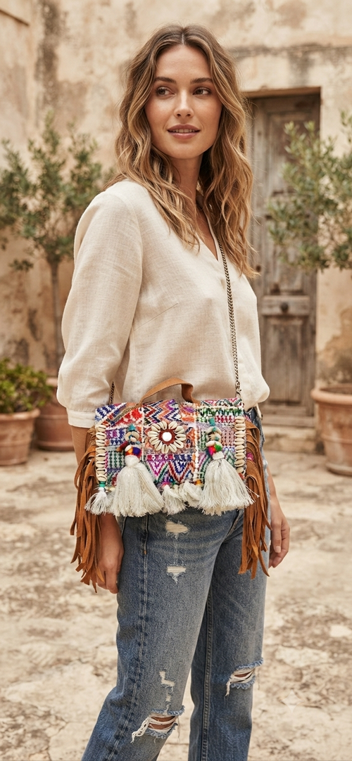 Boho bag ( Needle crafted , Handmade )– A Work of Art You Can Carry