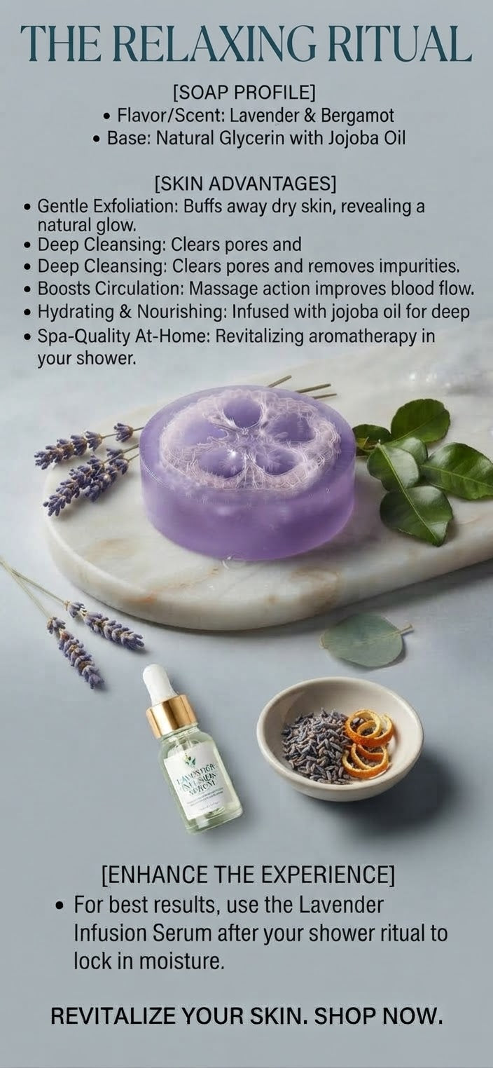 Lavender Relaxation 2-in-1 Loofah Soap Bar | Lavender & Bergamot