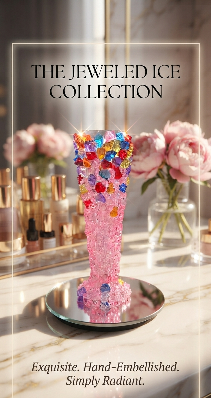 Crystal Gem Embellished Pink Vase