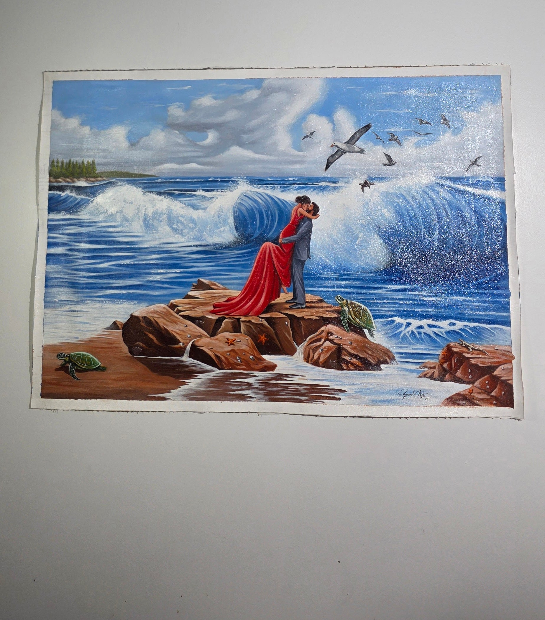Ocean inspired acrylic painting