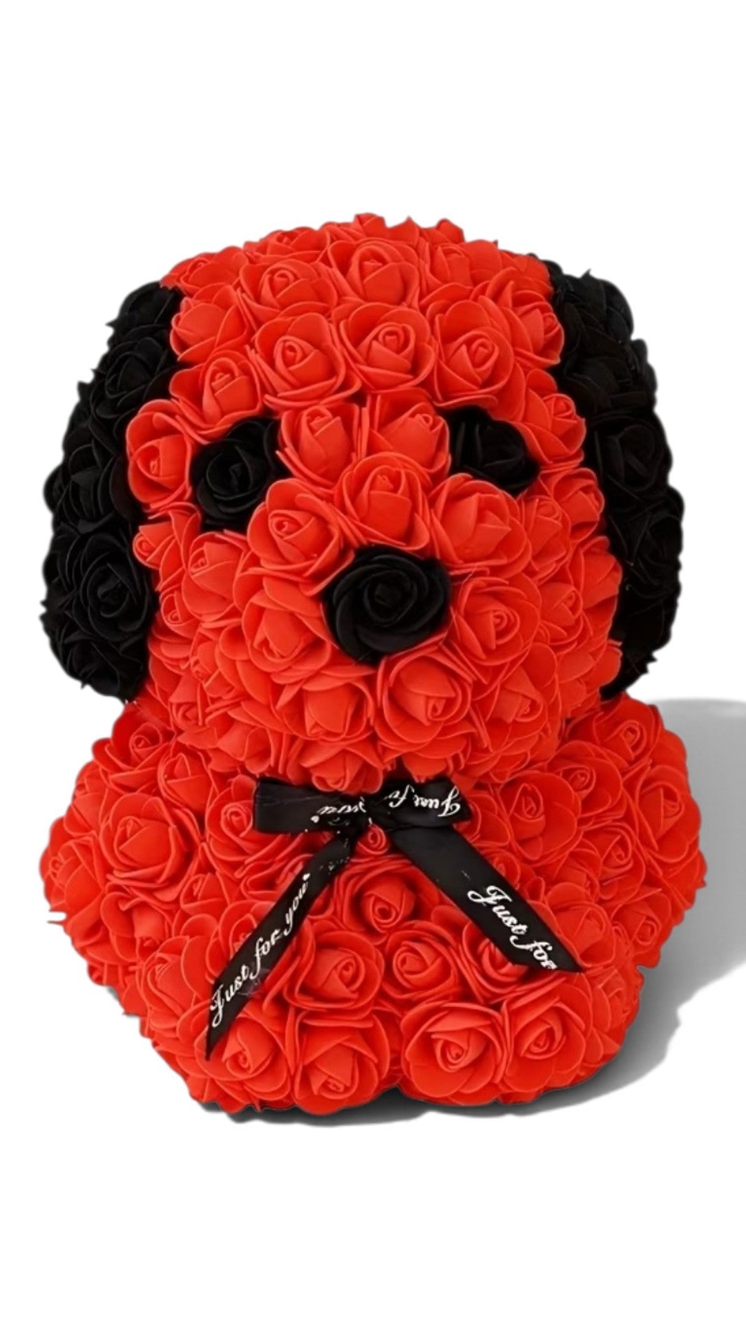 Red & Black Rose Puppy | 10 Inch Everlasting Foam Rose Dog Gift