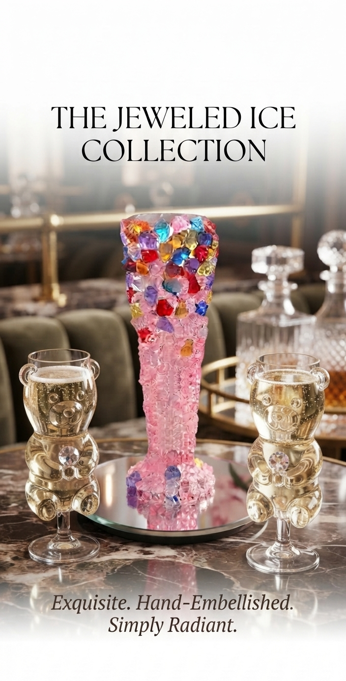 Crystal Gem Embellished Pink Vase