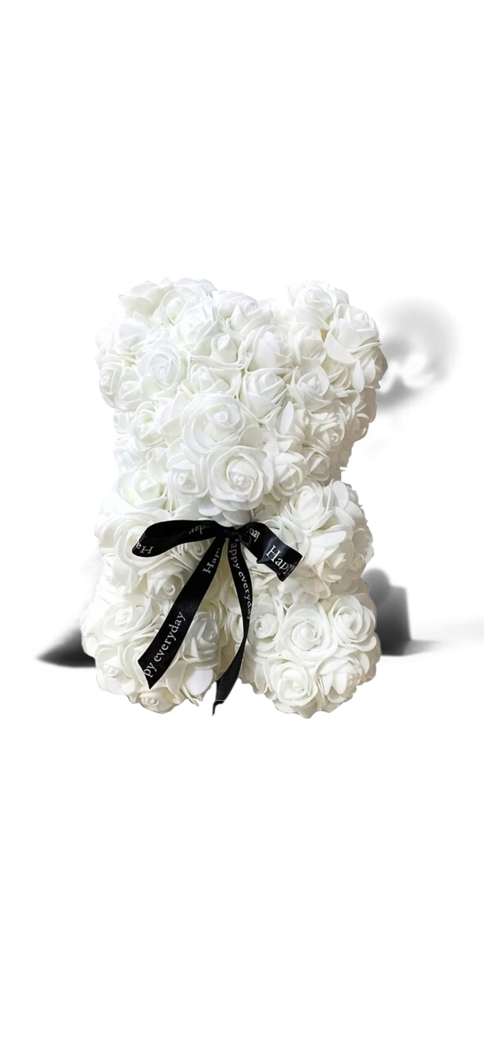 White Rose Teddy Bear – Handmade Forever Rose Bear Gift (25 cm)